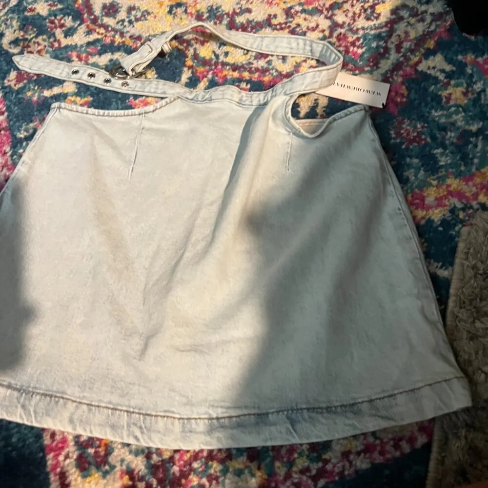 We Wore What Cut Out Light  Denim Mini Skirt sz S NWT - Image 7