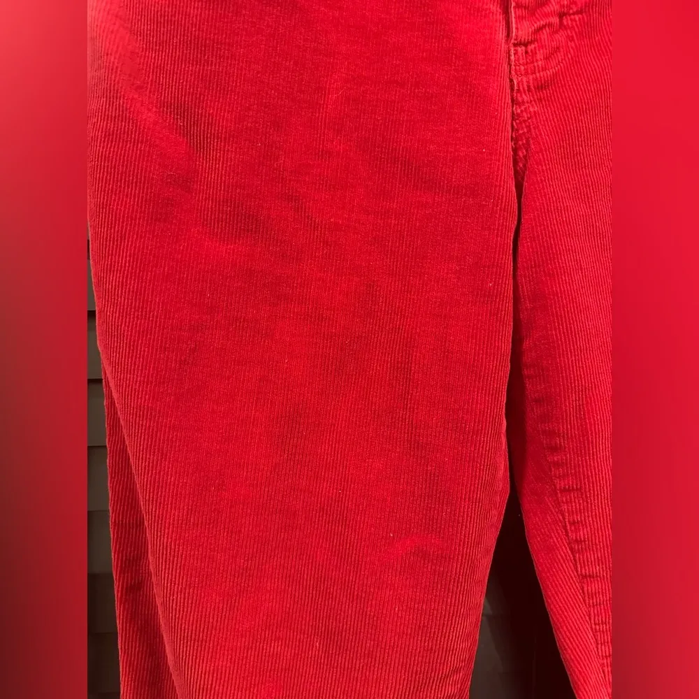 Bill Blass Red Corduroy Ankle Cropped Pants EUC - Image 2