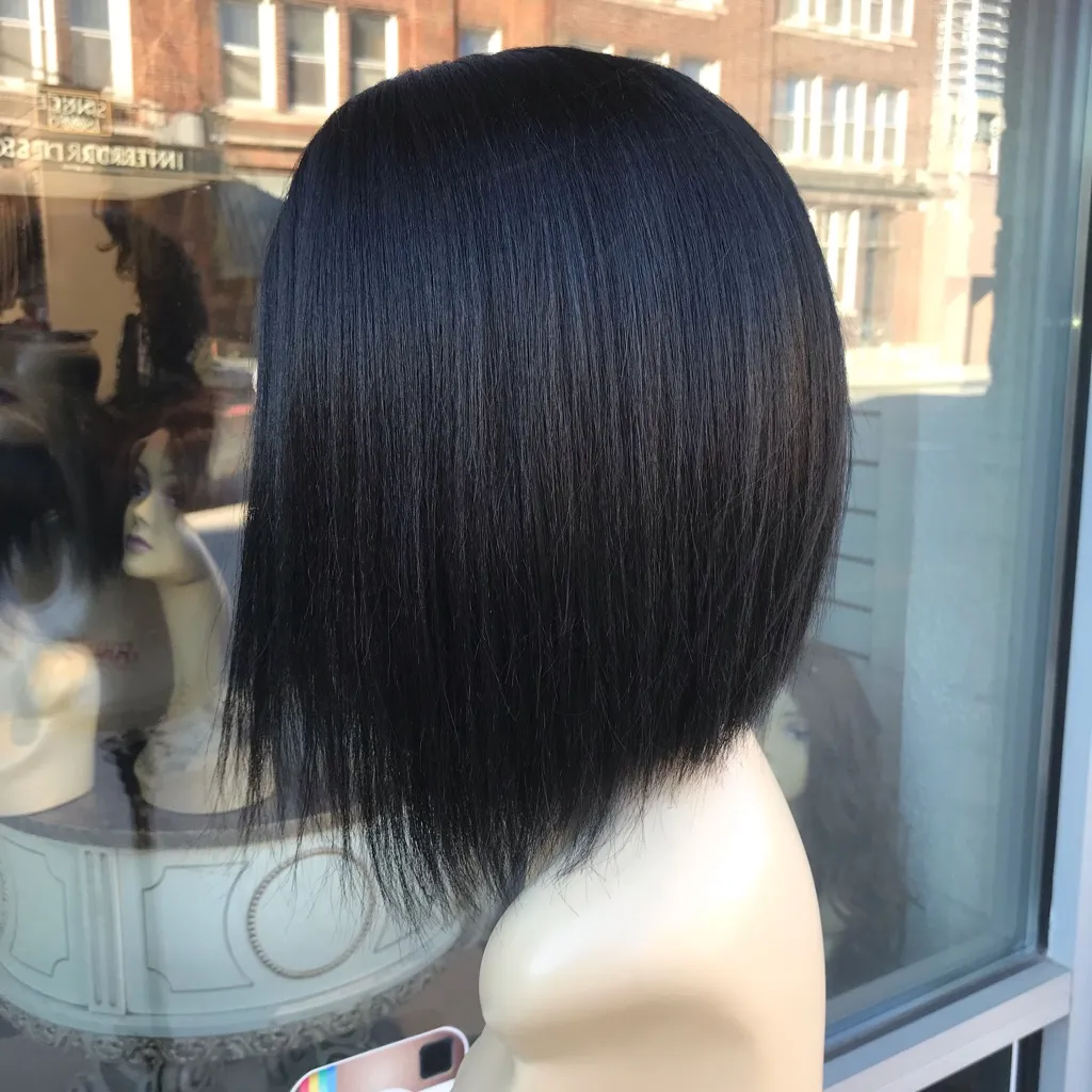 Black blunt cut bob wig short sidePart 2020 Style - Image 4