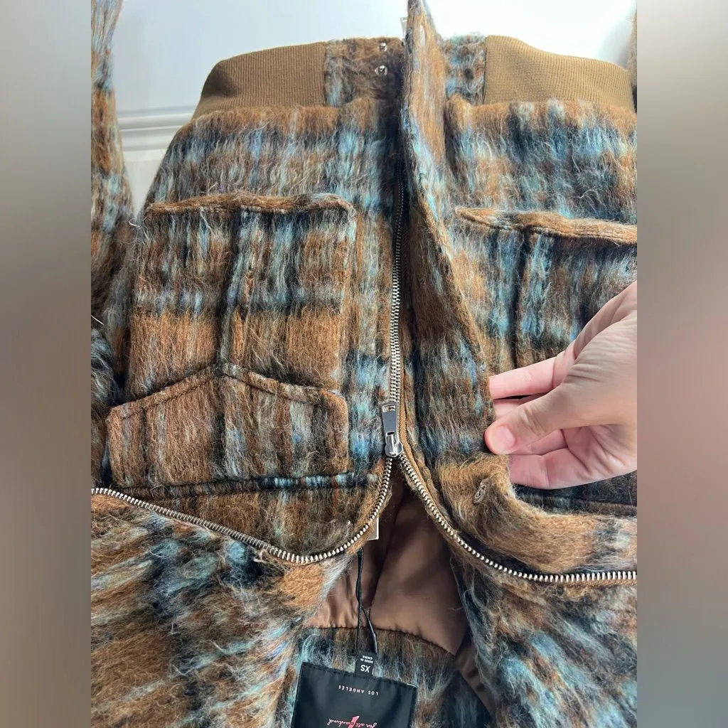 NEW 7 For All Mankind Alicia Plaid Bomber Jacket size xs women’s coat winter - Image 7