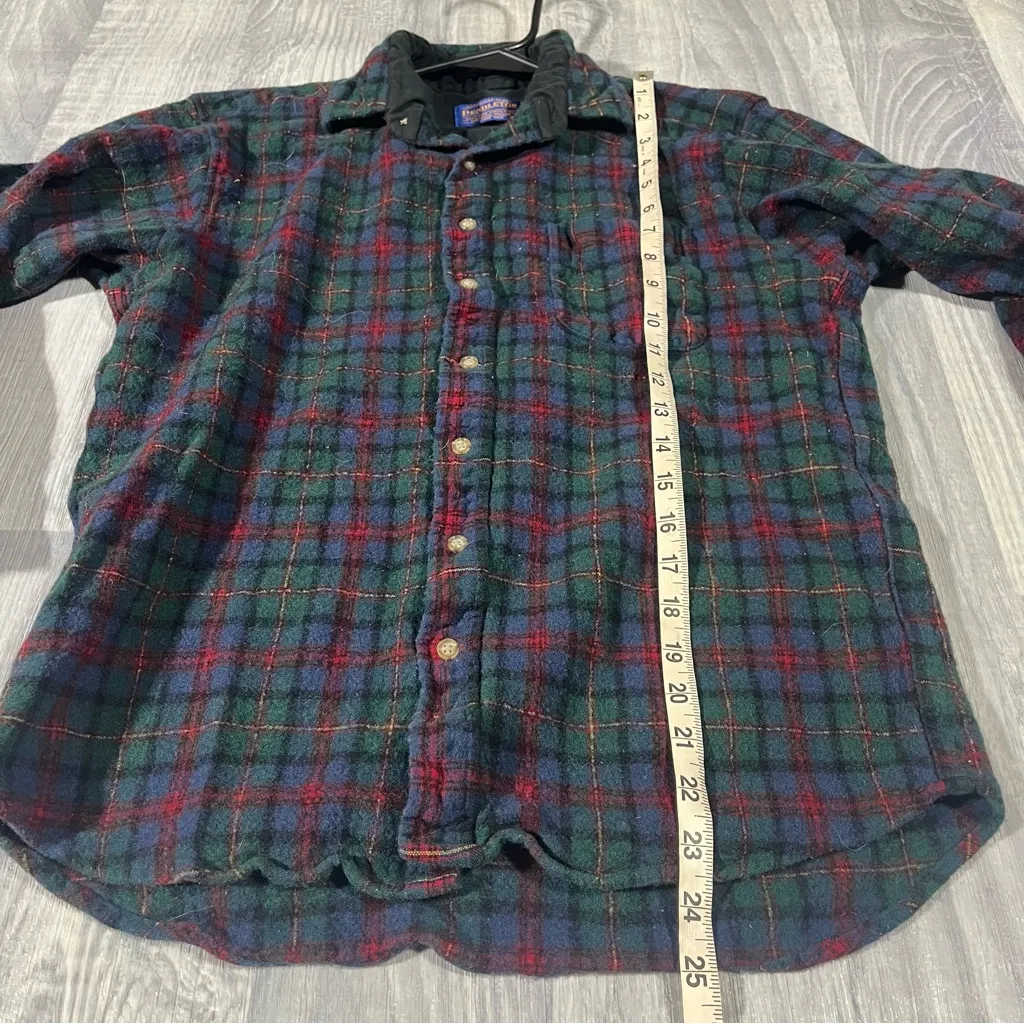 Pendleton Plaid Green and Red Women’s Shirt; Large Long - Image 5