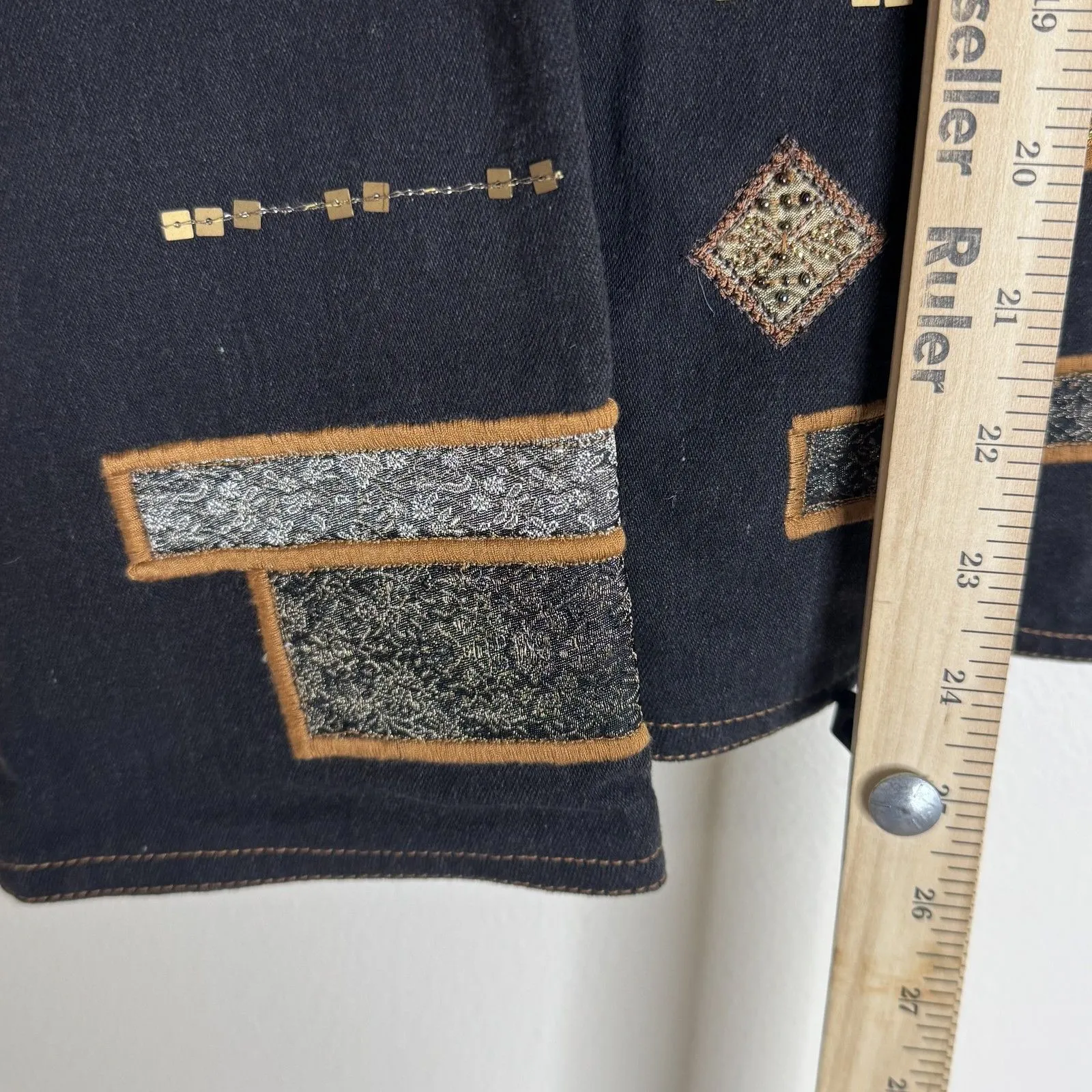 Yak Magik Jacket Womens Large Black Boho Embroidered Western Tassel Nepal Unique - Image 9