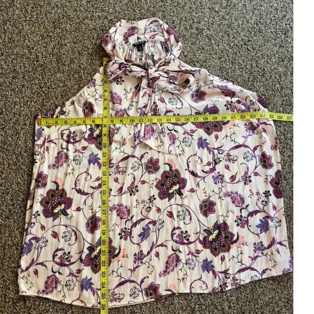 Torrid Women’s Satin High Neck Tie Front Halter Top Bow Floral Size High Neck  2 - Image 12