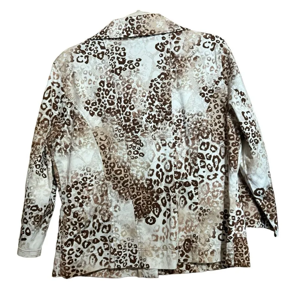 Multiples Jacket Womens Large Multicolor Animal Print Snap Button Pockets - Image 6