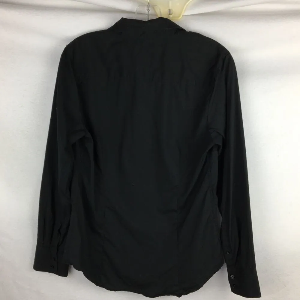 Peter Millar Black Button Up Long Sleeve Top Blouse M - Image 4