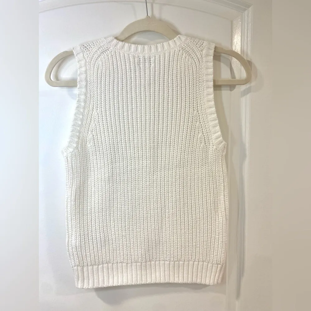 J.Crew Sweater Vest XXS White Cable Knit 100% Cotton Pullover Classic Layer NWT - Image 5