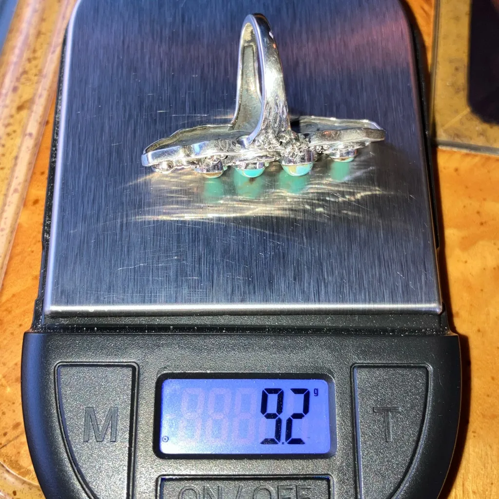 Natural Blue Moon Turquoise Sterling Silver Snake Ring Size 7 - Image 9