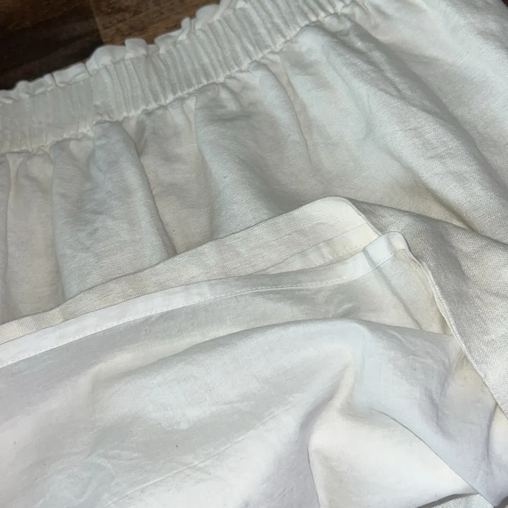 J CREW Linen Blend Paperbag Stretch Waist Mini Skirt Ivory  Size 8 - Image 8