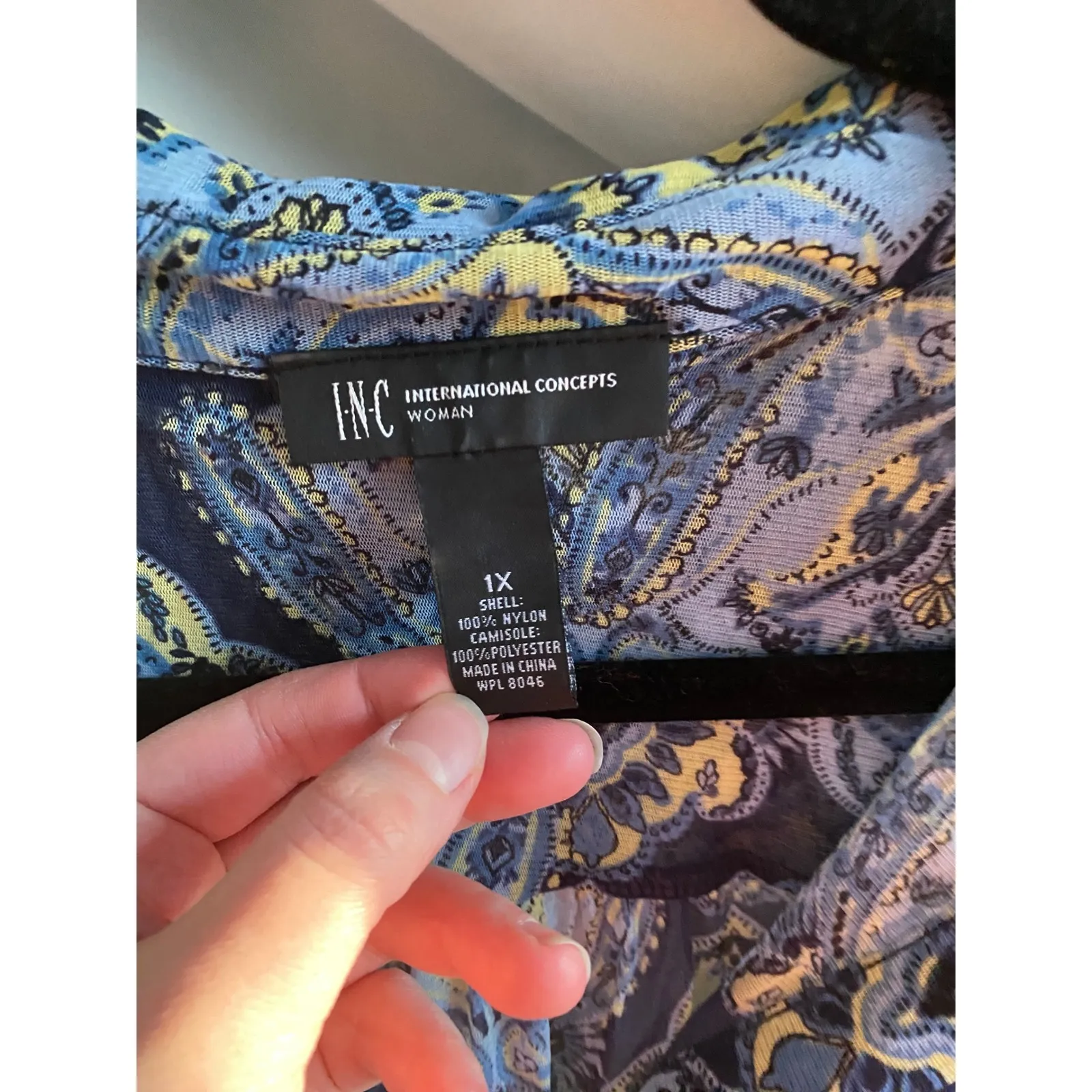 Y2K Mesh Paisley Cinched Blue Tunic Top 1X Sheer Siren Fairy Bohemian Sleaze - Image 3