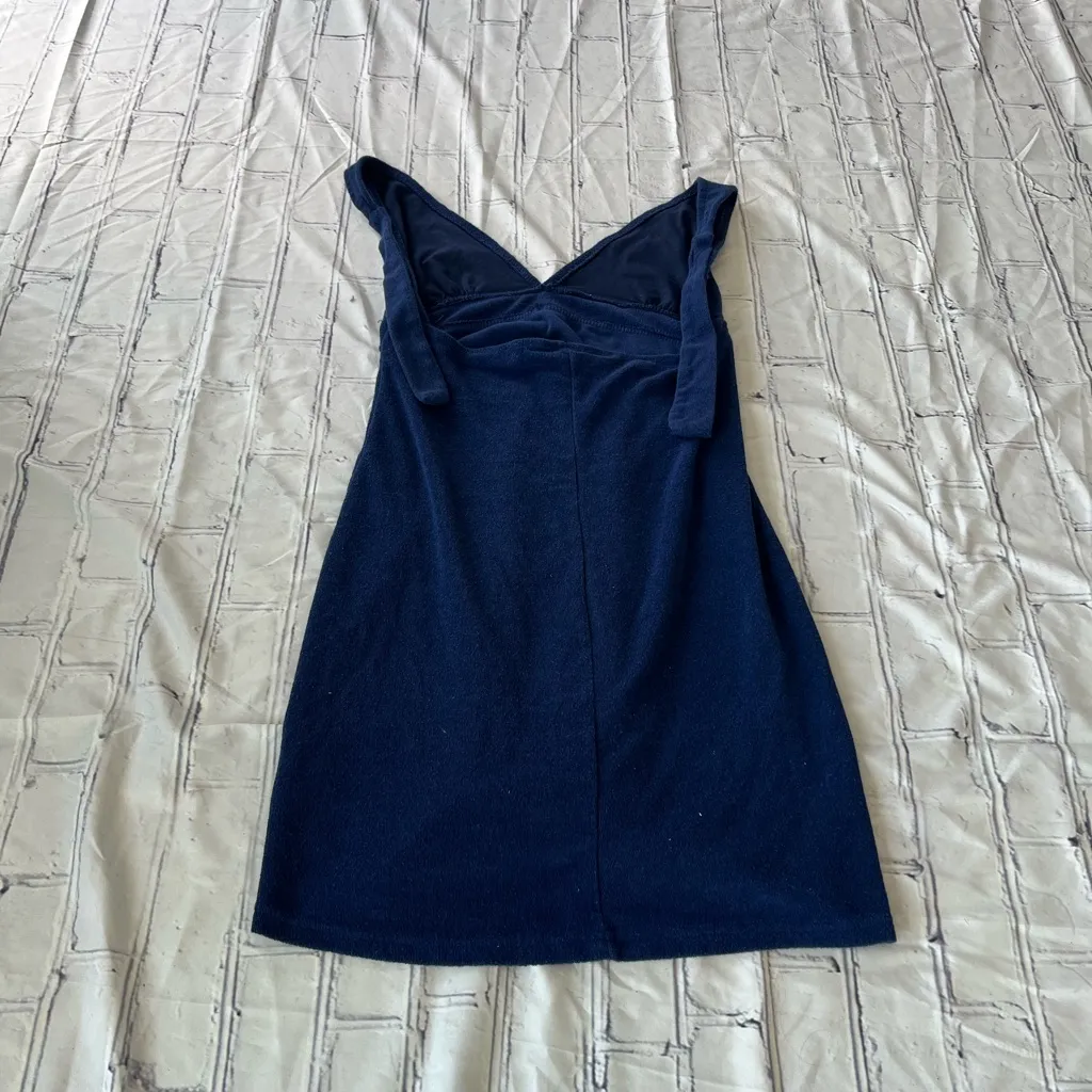 Venus Lingerie Mini Slip Dress Deep Navy Blue V-Neck M 90s Y2K Spaghetti Strap - Image 8