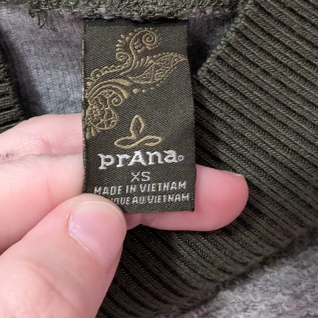 Prana Breathe Textured Wool Blend Turtle Neck Sweater Women's XS Green/Grey - Image 3