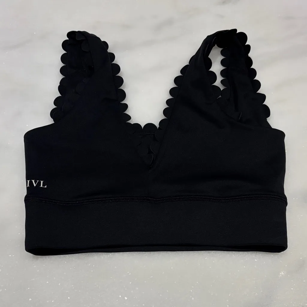 IVL Scallop Sports Bra Black Size XS - Image 2
