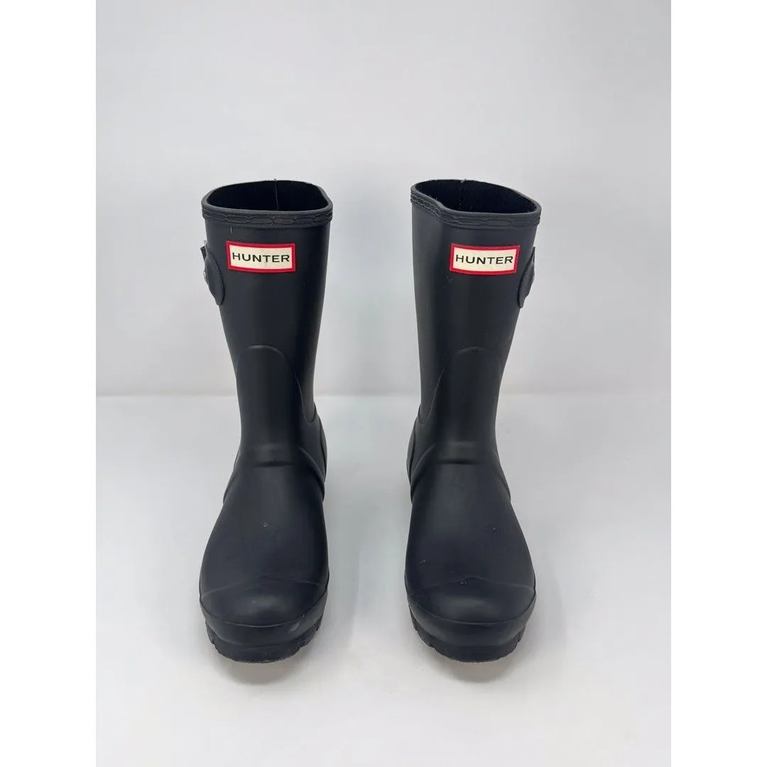 Hunter Womens Rain Boots Black Original Short Pull On Waterproof Outdoor US 6 - Image 2