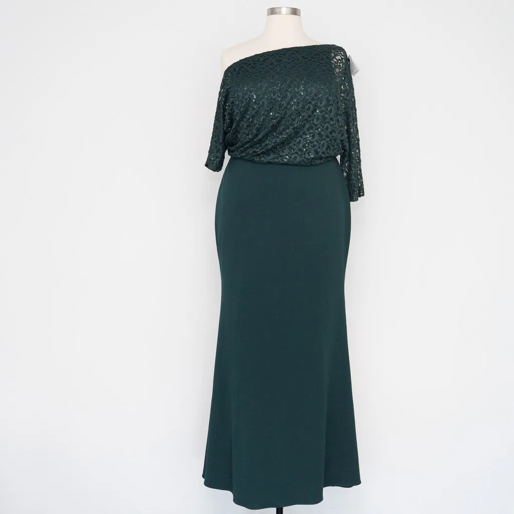 Betsy & Adam -  Lace-Top Asymmetric Long Dress - Image 3