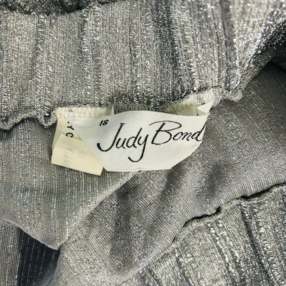 Vintage Metallic Silver Maxi Skirt 1980s Shimmer Christmas Holiday Bow Plus Size Size XL - Image 6