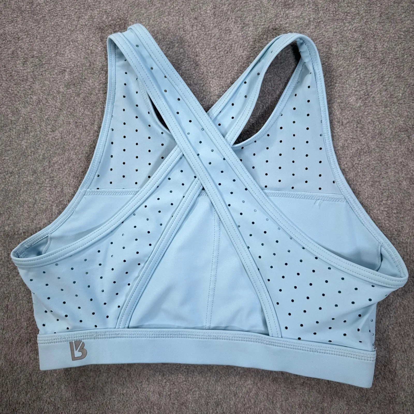 Buff Bunny Collection Cutout Crossover Back Sports Bra Women's X-Small Blue Gym - Image 7