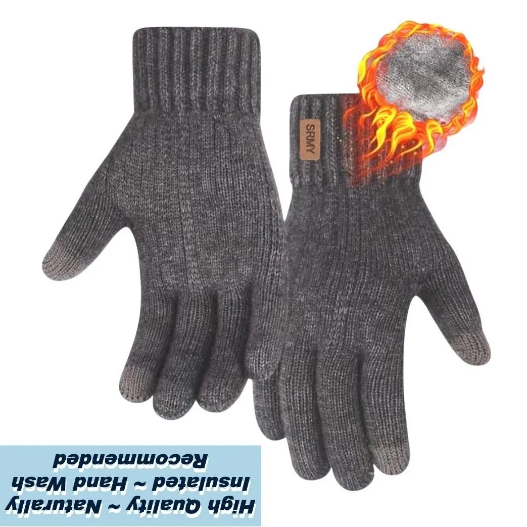 Unisex Alpaca Velvet Blend Winter Thermal Driving Gloves Gray OS Touchscreen - Image 4