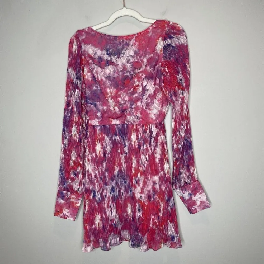 Rococo Sand Hikari Poly Jacquard Georgette Mini Dress Pink Purple Size Small - Image 9