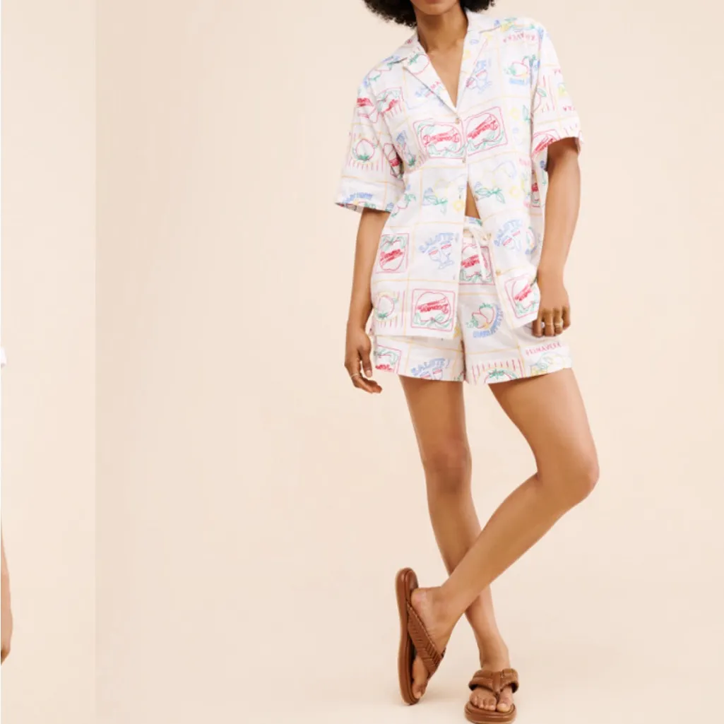 DAMSON MADDER Buon Appetito Linen Blend Embroidered Shirt UK 8‎ White Size undefined - Image 4