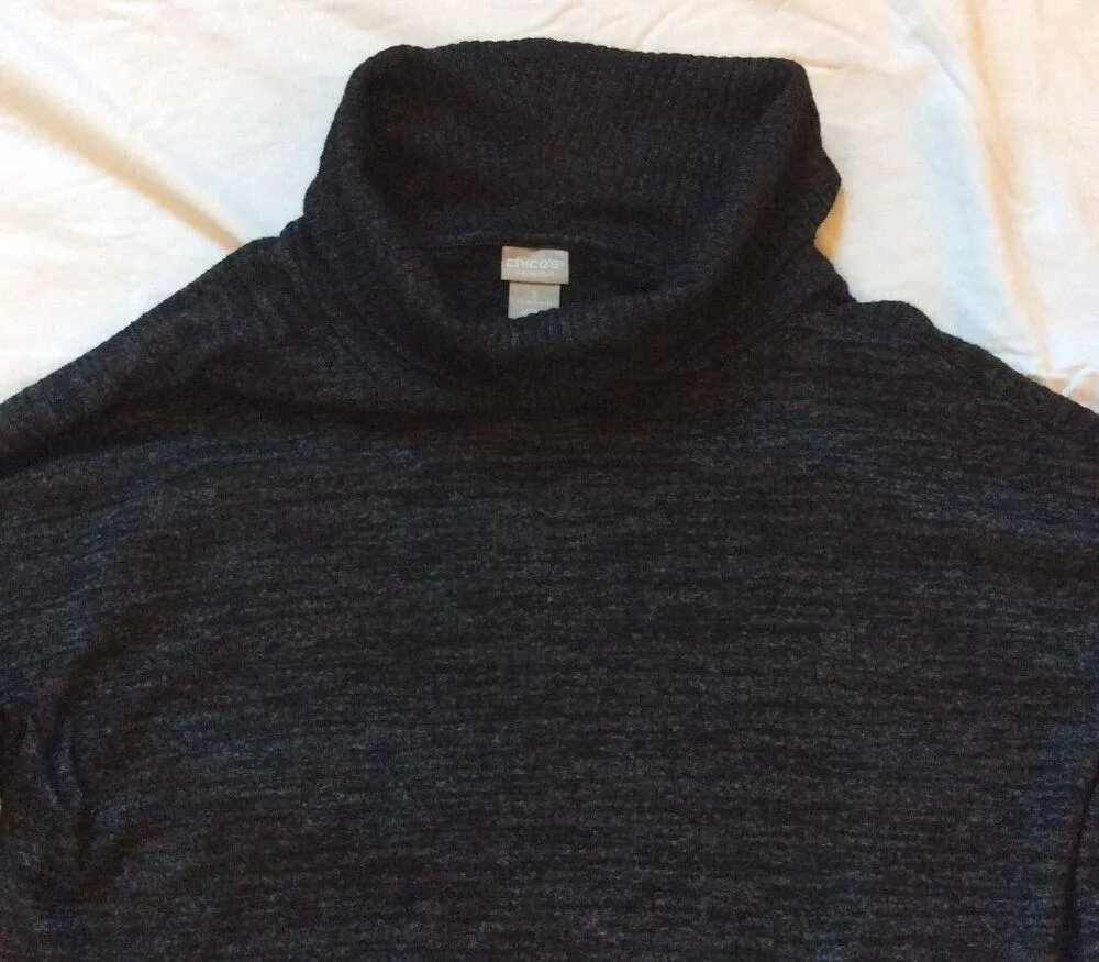 Chico's Zenergy EUC Charcoal Gray Long Sleeve Cowl Neck Sweater -Size 2 (Medium) - Image 5