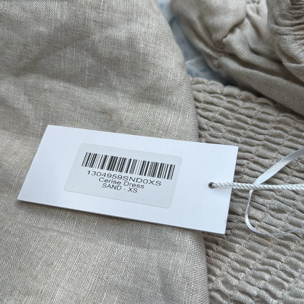 NWT Reformation Cerise mini Dress in sand 100% linen spring summer XS - Image 4