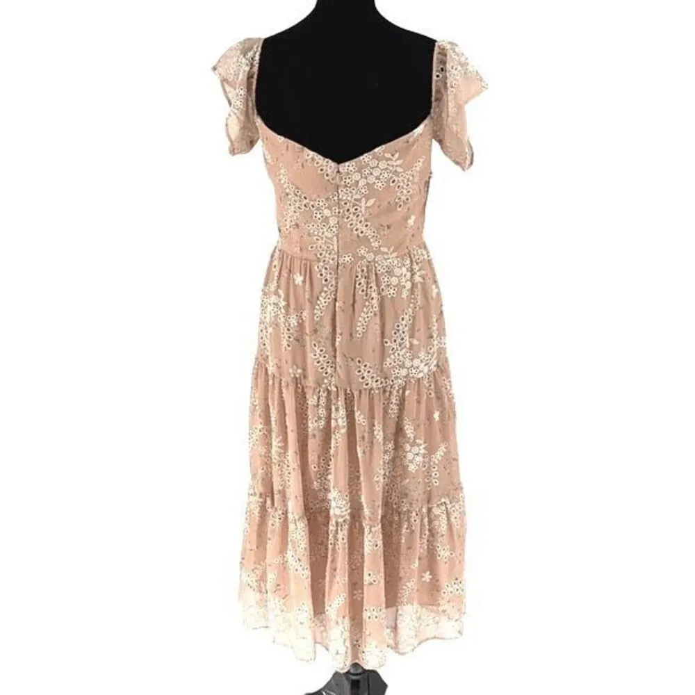 Dress the Population‎ Womens Floral Eyelet Off Shoulder Dress Blush Medium NWT - Image 7