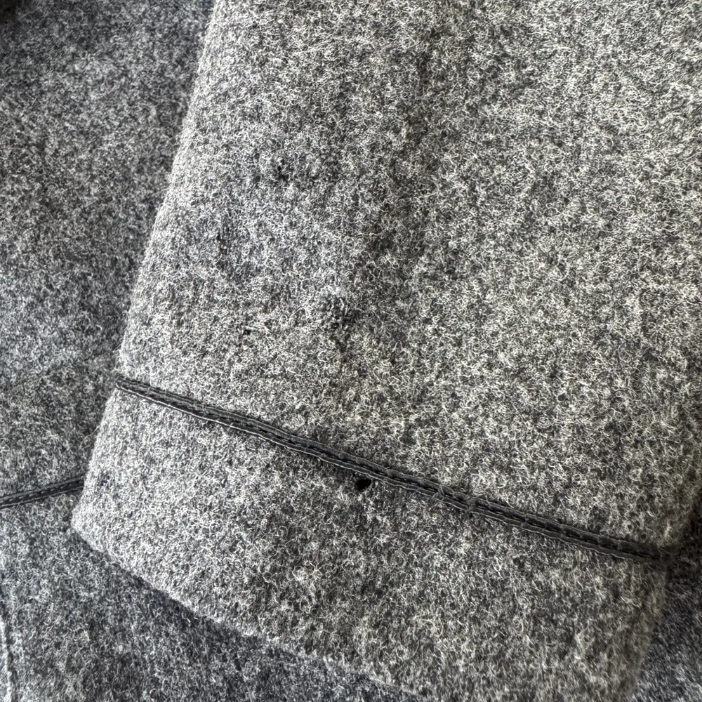 Vintage ‘80s Lanz Originals 100% Wool Dark Gray Collarless Open Front Jacket Size 8 - Image 10