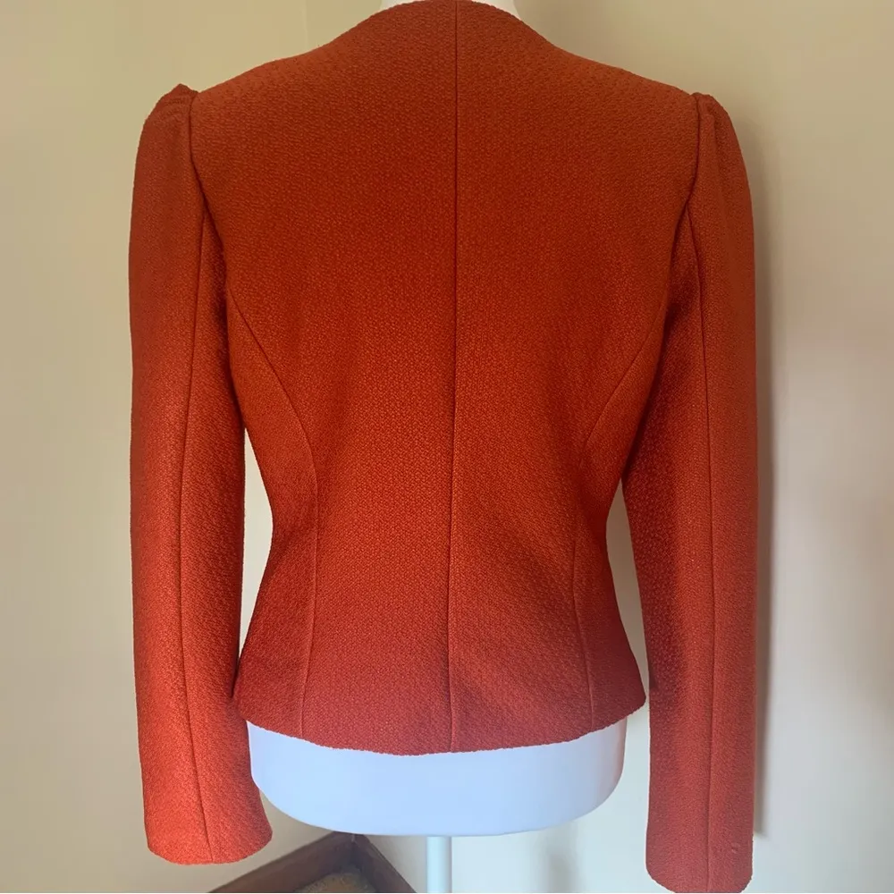 Lucy & Co Rust Orange-Red Fitted Blazer w/ Button and Ruffle Details Size Small - Image 10