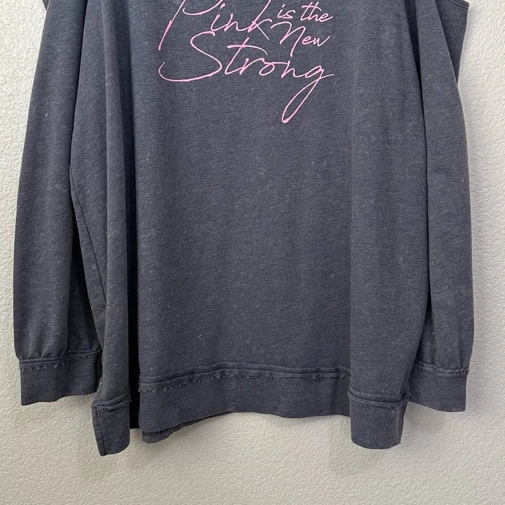 Livi Active âPink is the NewâStrongâ Gray Cold Shoulder Sweatshirt Size 18 - Image 6