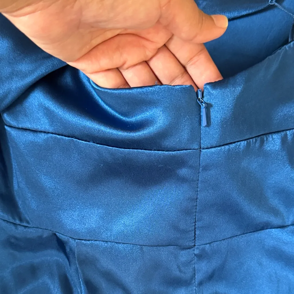 Galina Signature by David’s Bridal Elegant Blue One-Shoulder Dress size 10 - Image 10