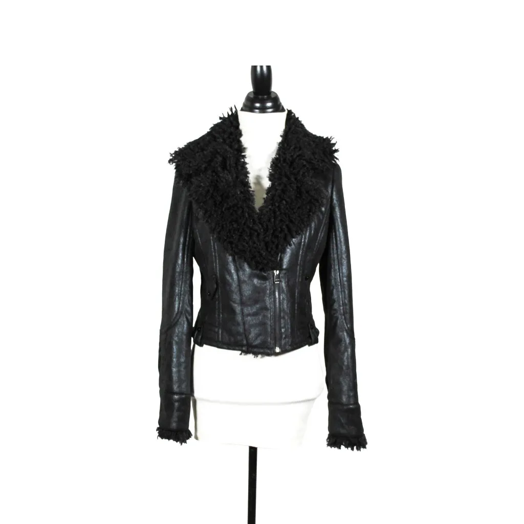 NWT 2014 Penny Lane Style Black Shag Moto Coat | Glam Rocker Goth Chic Jacket | - Image 3