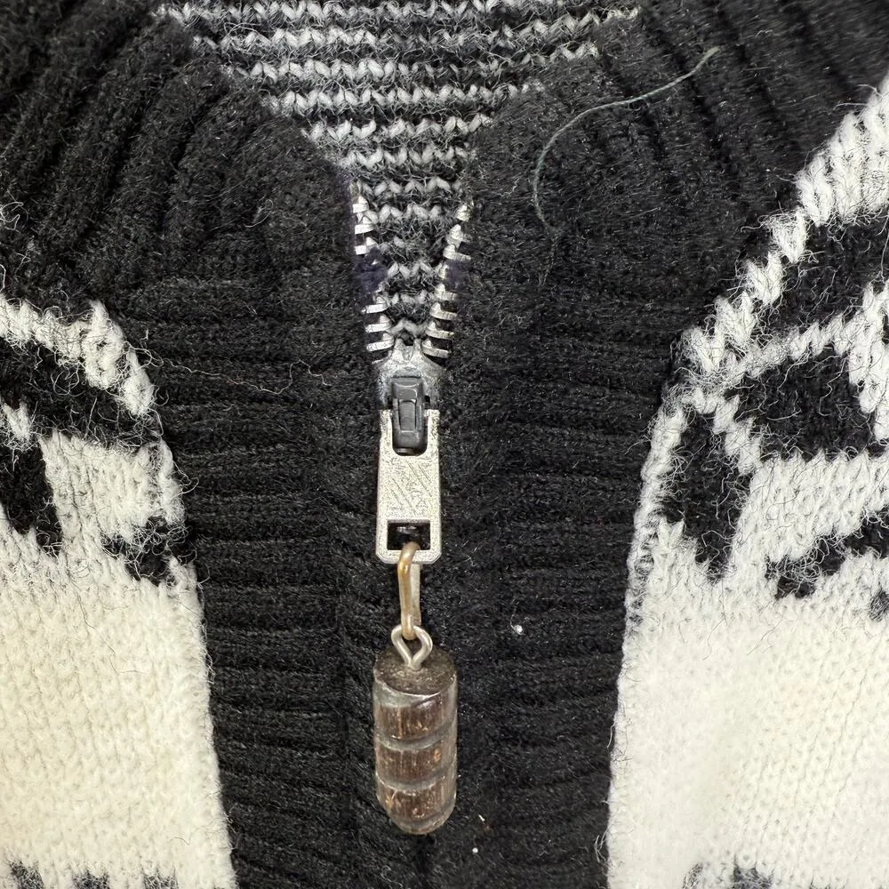 Vintage Columbia Knitwear Full Zip Cardigan Sweater Size M White Black Nordic - Image 4