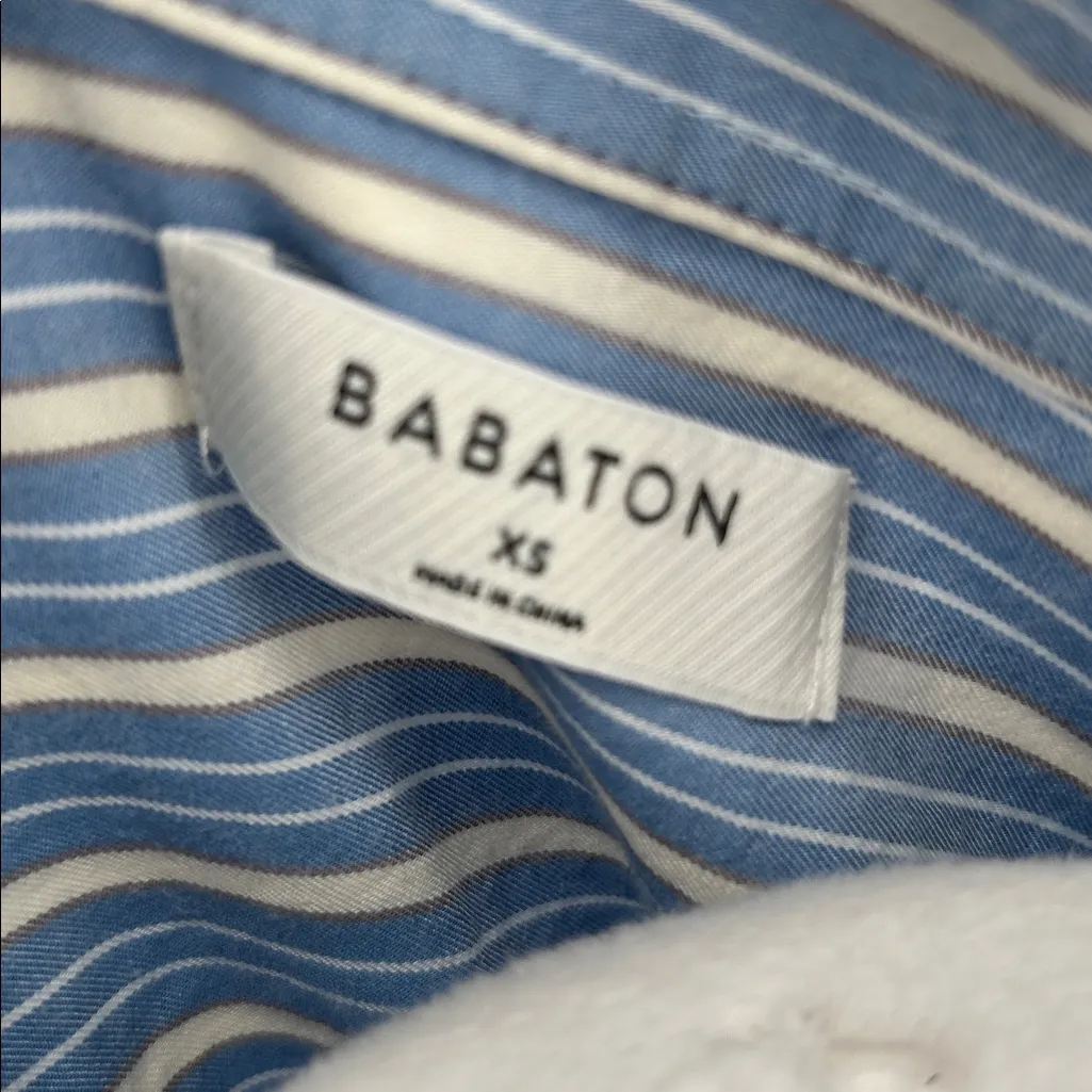 Babaton Aritzia archive button down shirt light blue white stripe size Xs - Image 2