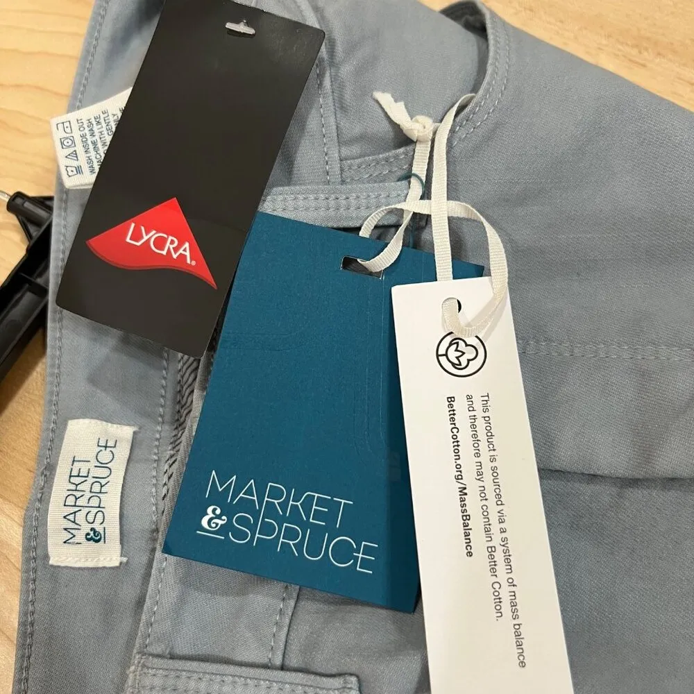 Market & Spruce Flat Front Cotton Blend Shorts Light Blue Size 12 NWT - Image 5