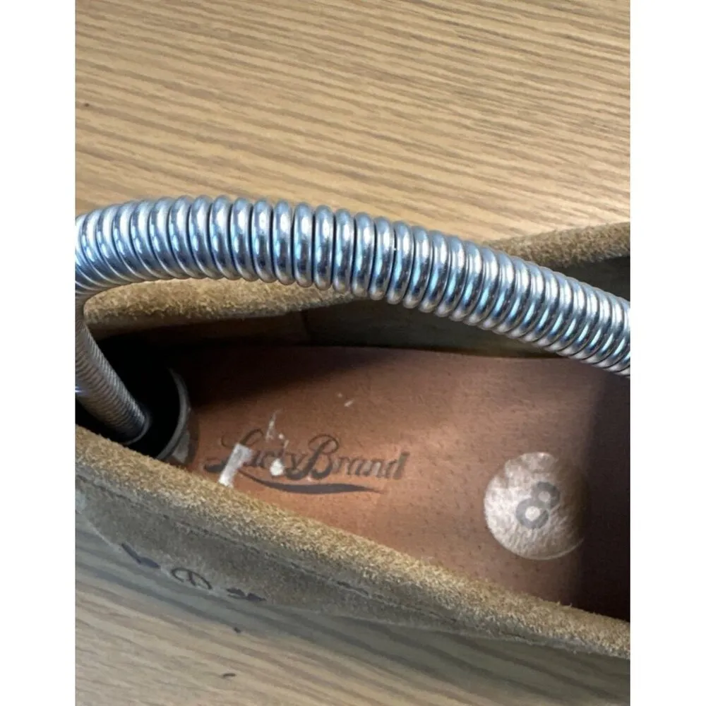 Lucky Brand Womens Leather Tan Suede Moccasins Beaded Bow Rubber Sole Size 8 - Image 7