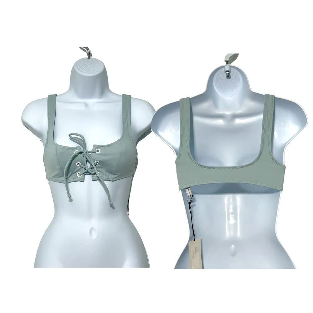 Solid & Striped Isabella Lace Up Bikini Swim Top Sky Blue XS Extra Small - Image 2