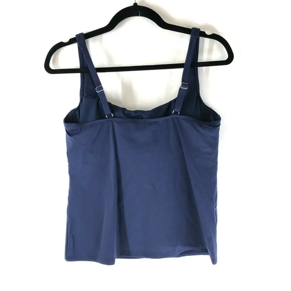 Lands End Tankini Underwire Removable Pads Square Neck Navy Blue 10P - Image 3