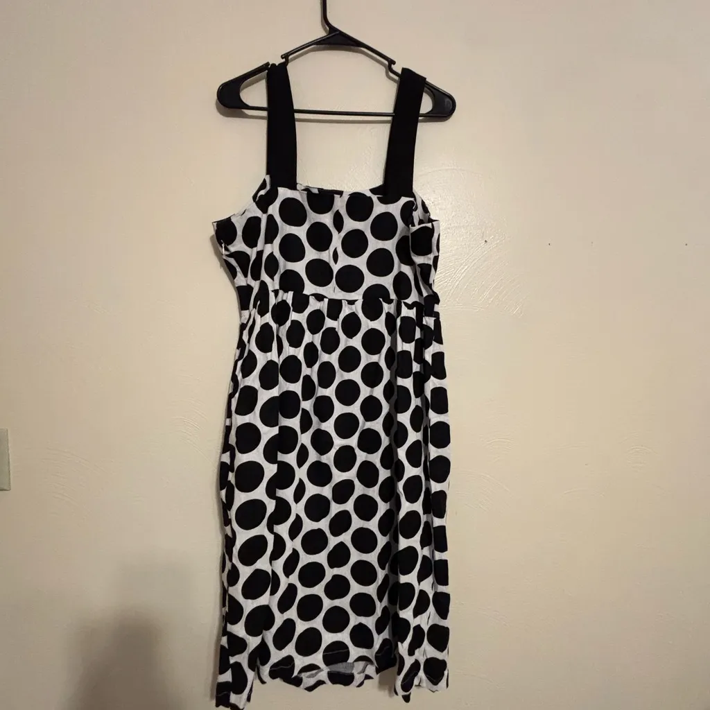 Who What Wear XL Black White Polka Dot Linen Blend Midi Dress - Image 7