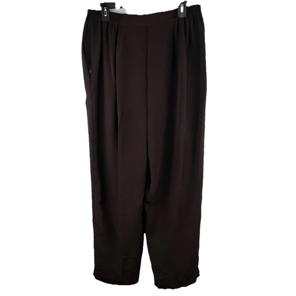 Liz Claiborne Sz 14 Brown Polyester Lined Slacks Pleated Classic Solid - Image 5