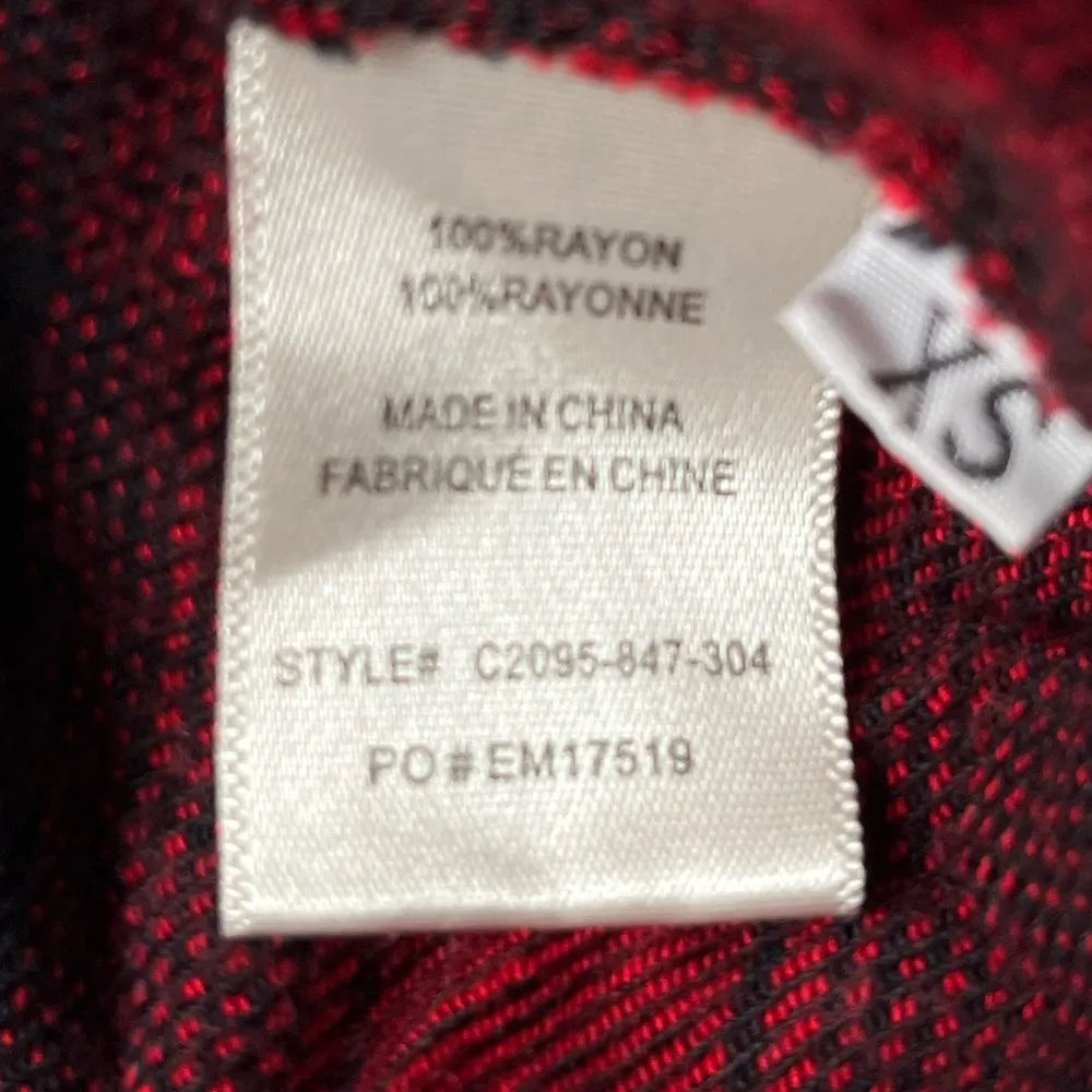 Cloth & Stone Plaid High Low Back Short Sleeve Shirt Red Black White Size XSmall - Image 5