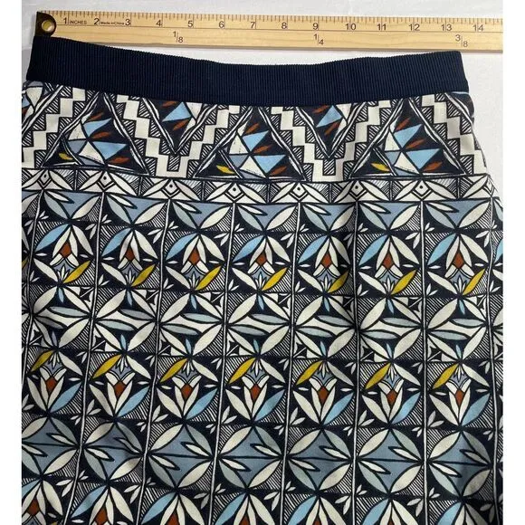 Tory Burch Geometric Print A-Line Skirt with Navy Elastic Waistband size s‎ - Image 3
