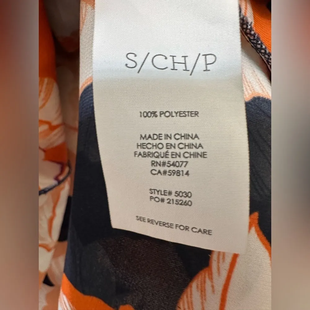 Cabi Blouse Blossom Floral Tiered Cap Sleeve Keyhole Back Navy Orange NWOT - Image 6