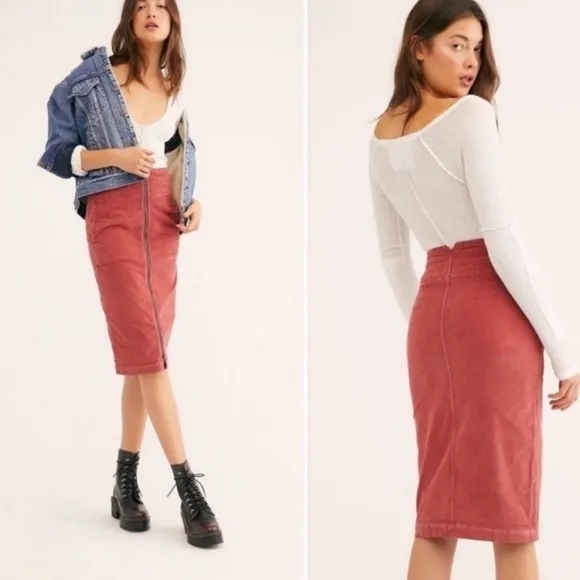 NWT Free People We the Free I Want It All Cord Midi Skirt size 25 - Image 2