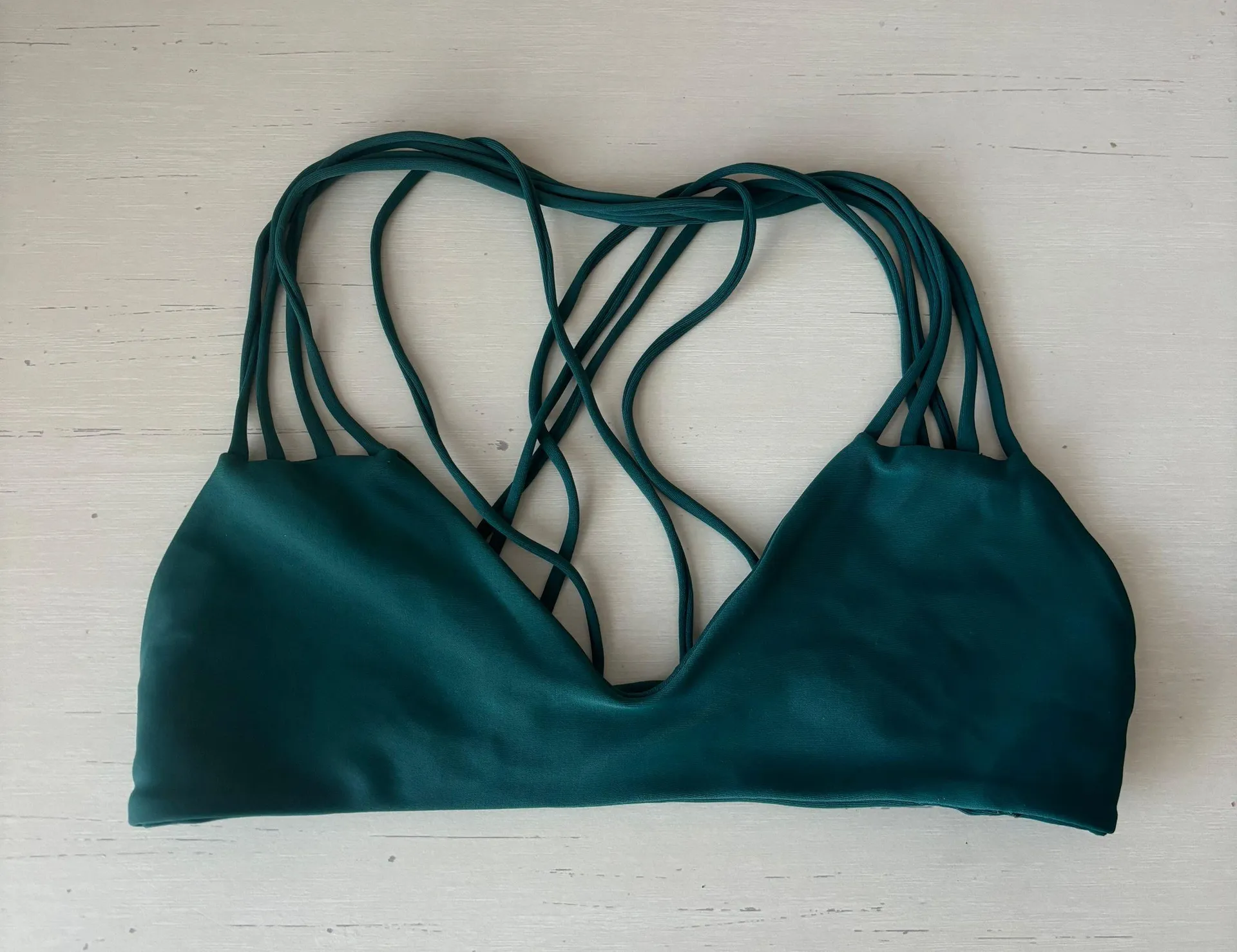 Banyans Bandeau green strappy bandeau bikini top - small - Image 4