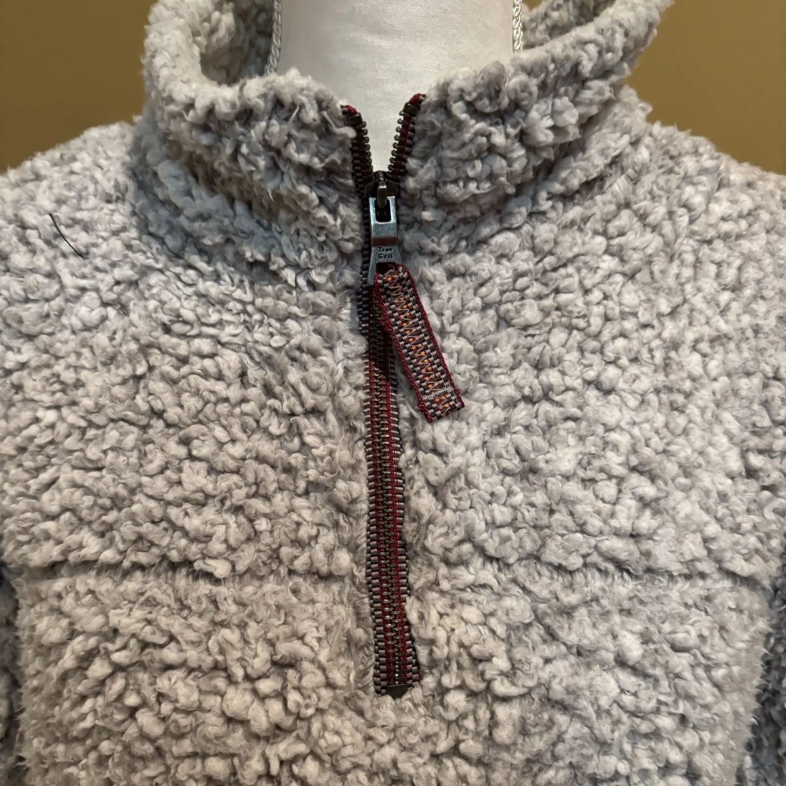 True Grit Frosty Tipped Sherpa Pullover Women's Large Gray 1/4 Zip‎ Fleece Soft - Image 5