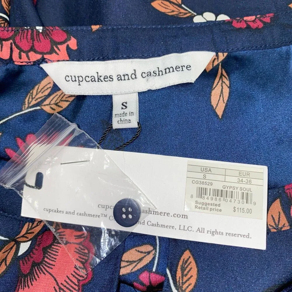 NWT Cupcakes & Cashmere Long Sleeve Floral Boho Keyhole Dress Women's Size S - Image 6