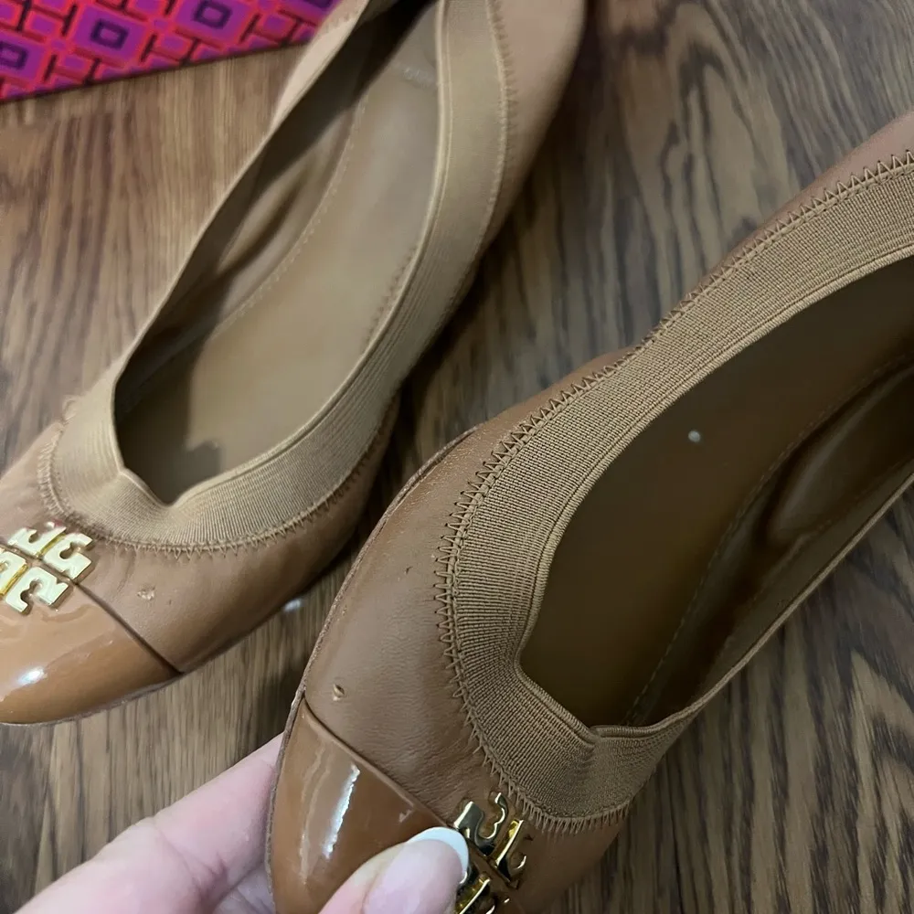 Tory Burch Royal Tan Nappa Leather Jolie Ballet Flat Size 7 US - Image 5