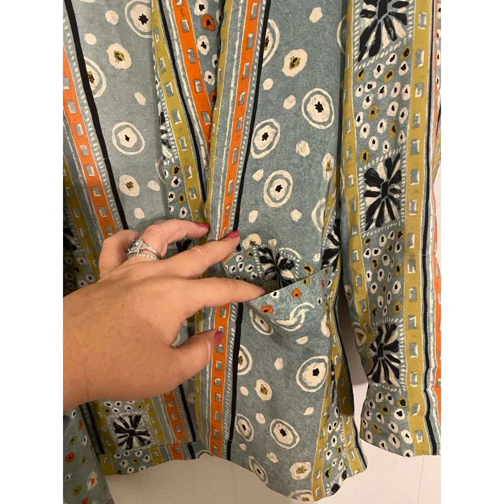 Diane Gilman 100% Silk Oversized Blazer Jacket Abstract Print‎ Pockets Large - Image 4