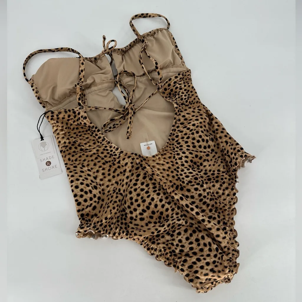 Shade‎ & Shore Womens Tunnel Keyhole Animal Print Swimsuit, Beige Size S (4-6) - Image 4