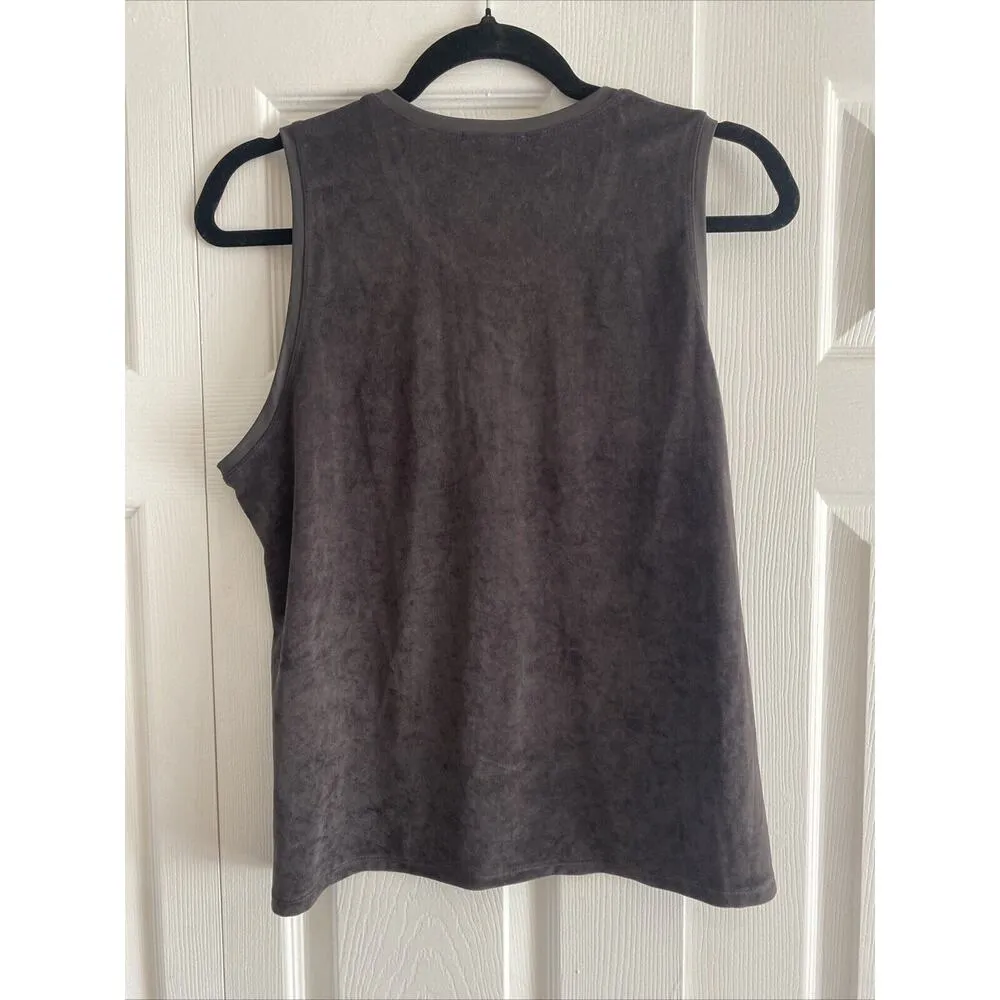 James Perse 3 Women's‎ Gray Velour Sleeveless Top Blouse Luxury Velvet Large - Image 4
